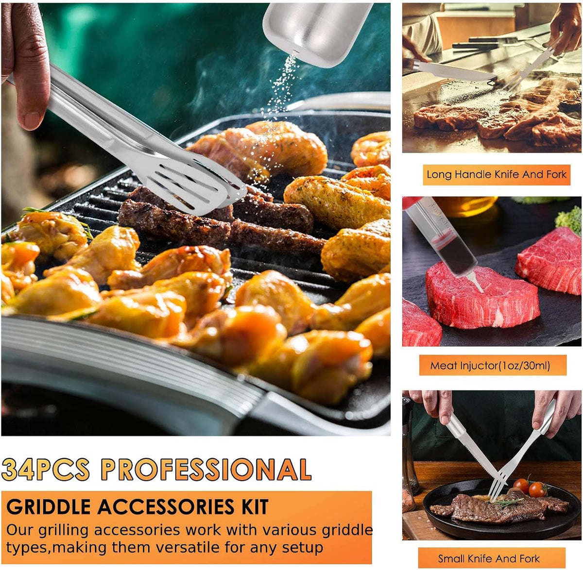 34Pcs BBQ Grilling Set