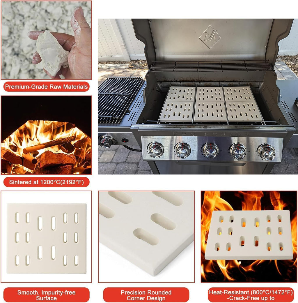 6-Pack Ceramic Radiant Flame Tamer Heat Plates