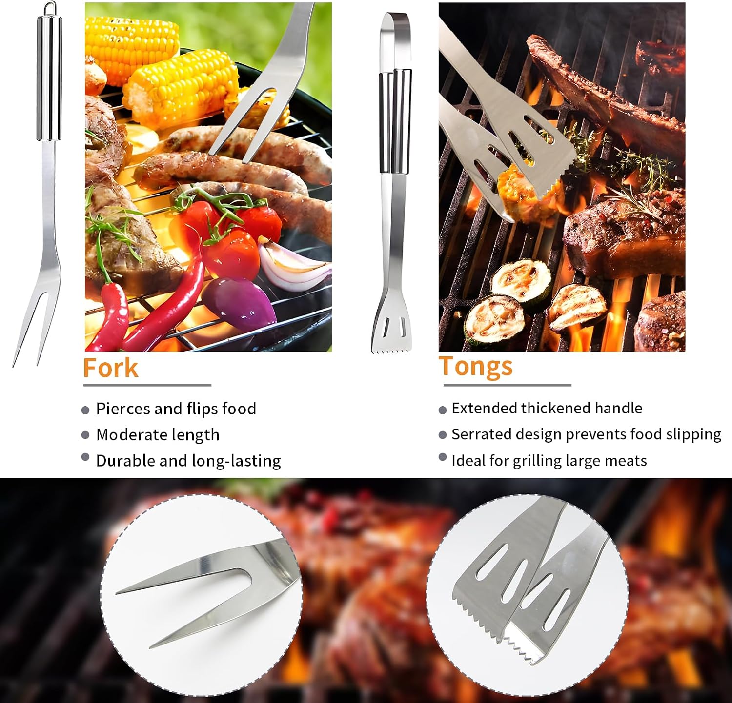 11Pcs Stainless Steel BBQ Tools Set