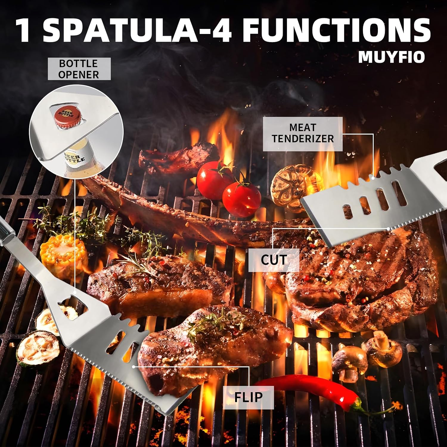 11Pcs Stainless Steel BBQ Tools Set